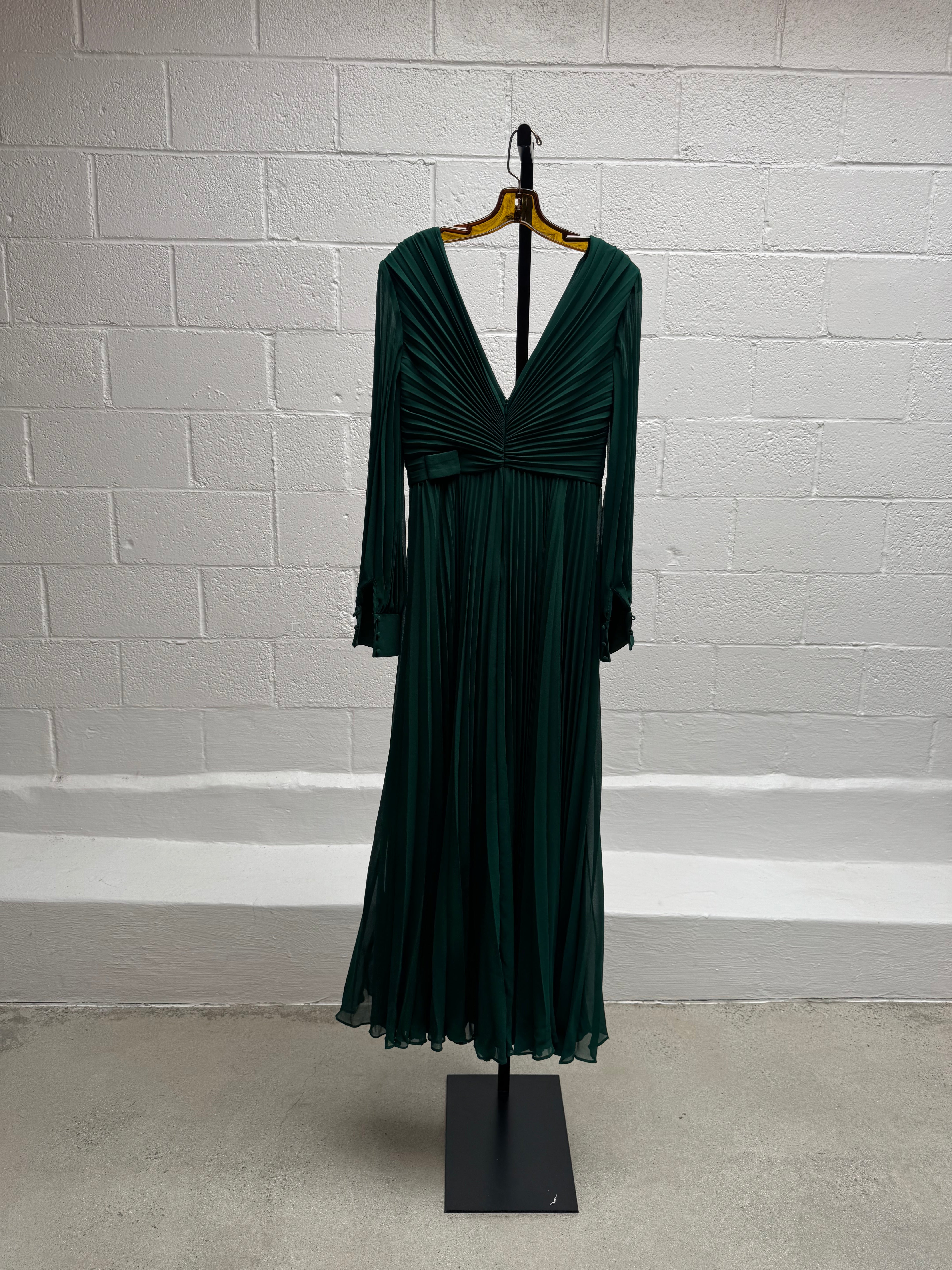 Green pleated Gown