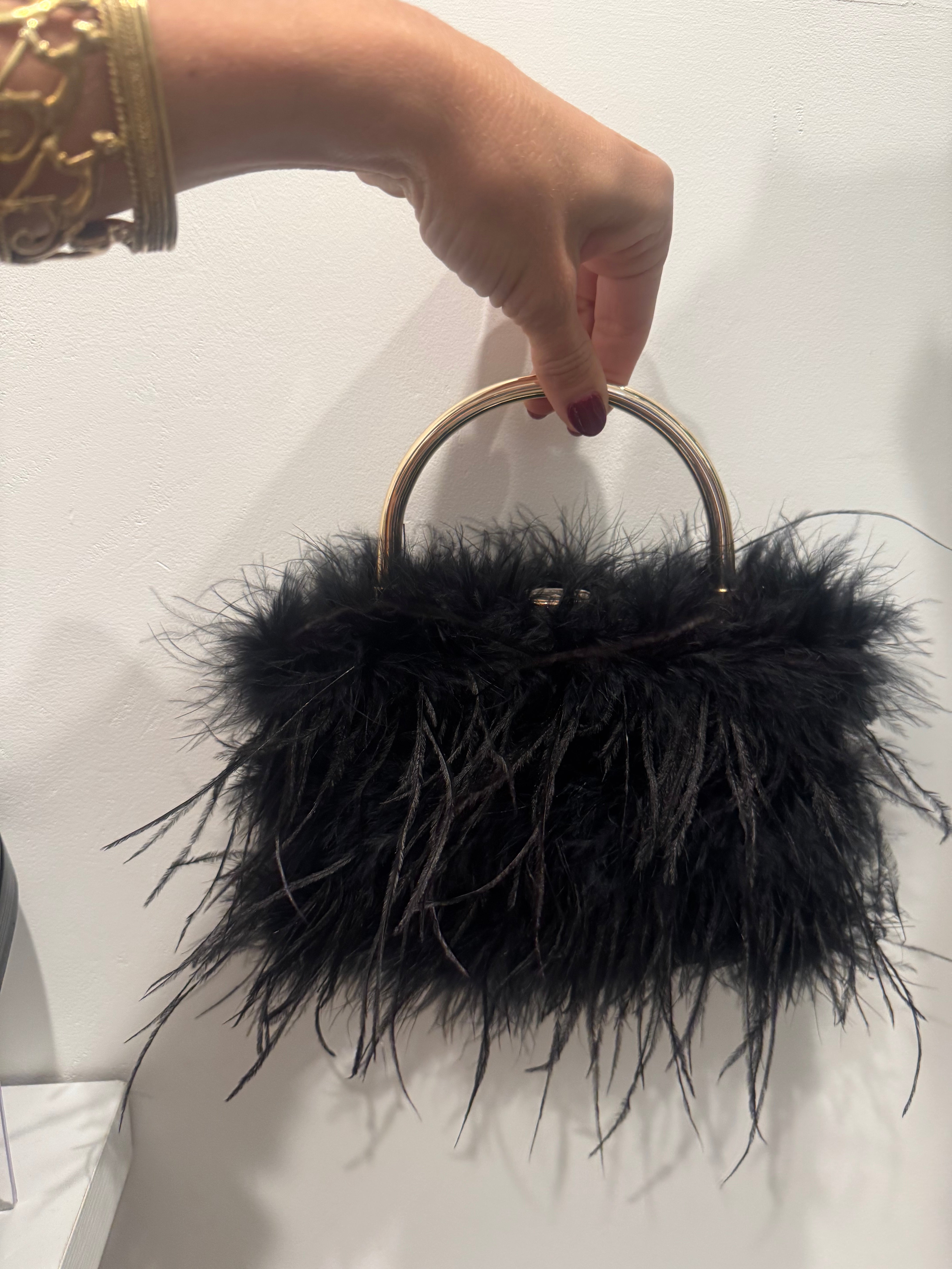 Feather Purse with Diamanté closure