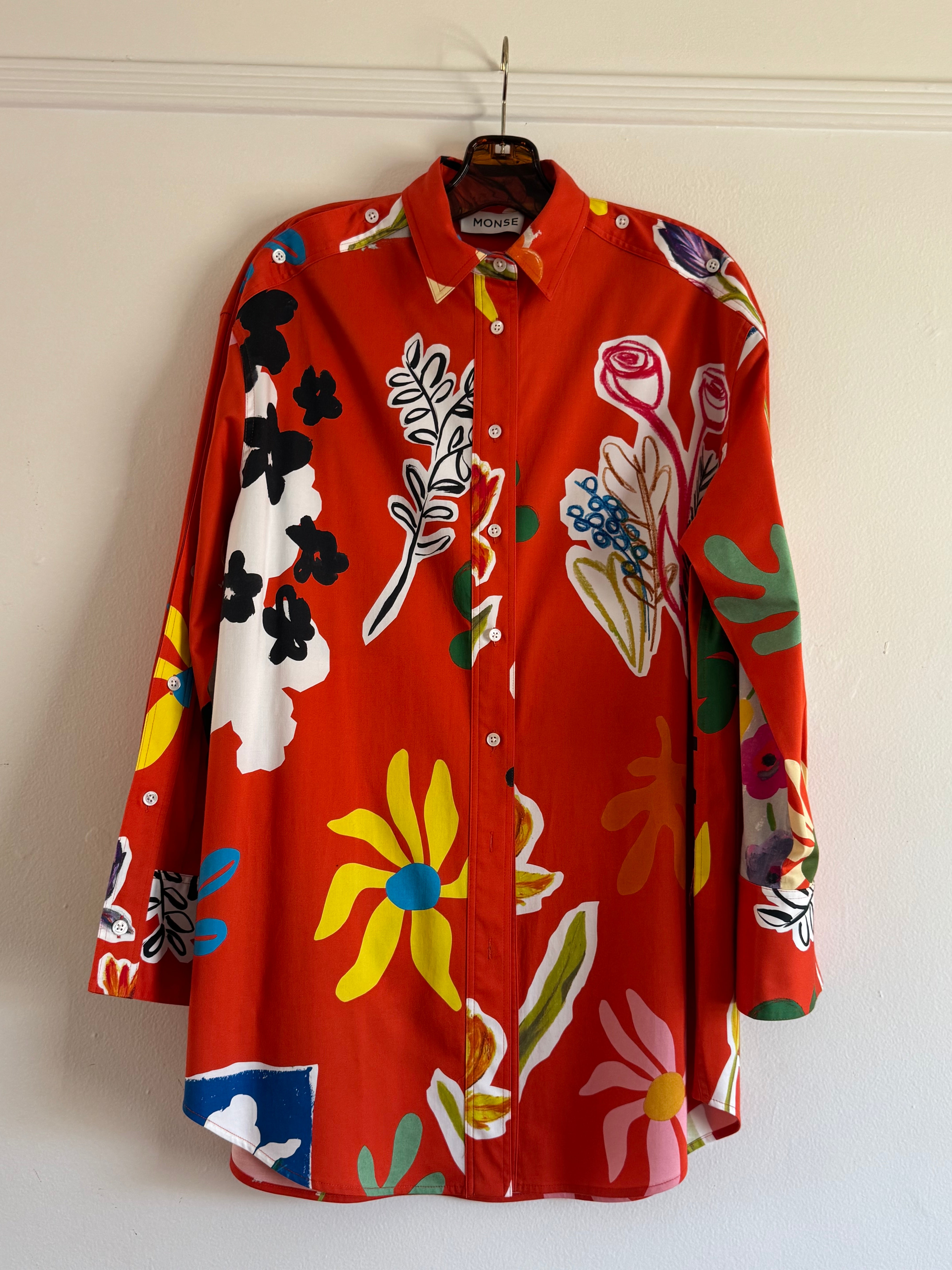 Orange Shirt with Flowers