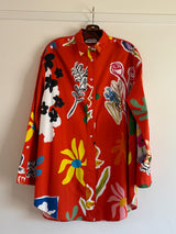 Orange Shirt with Flowers