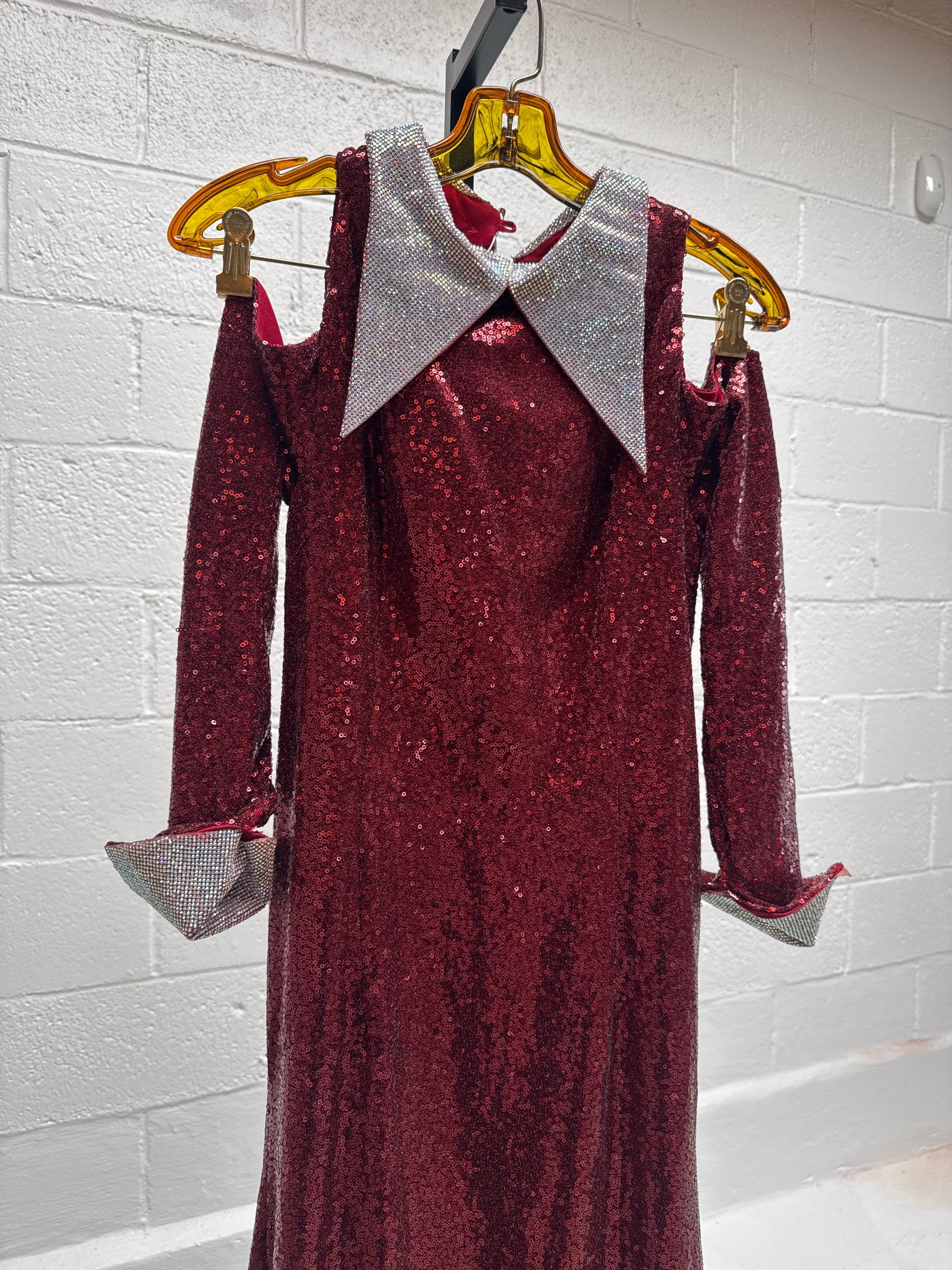 Red Sequins Dress with Diamanté Cuff & Collar