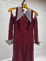 Red Sequins Dress with Diamanté Cuff & Collar