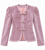 Dusty Rose Velvet Vintage jacket with Frog Closures