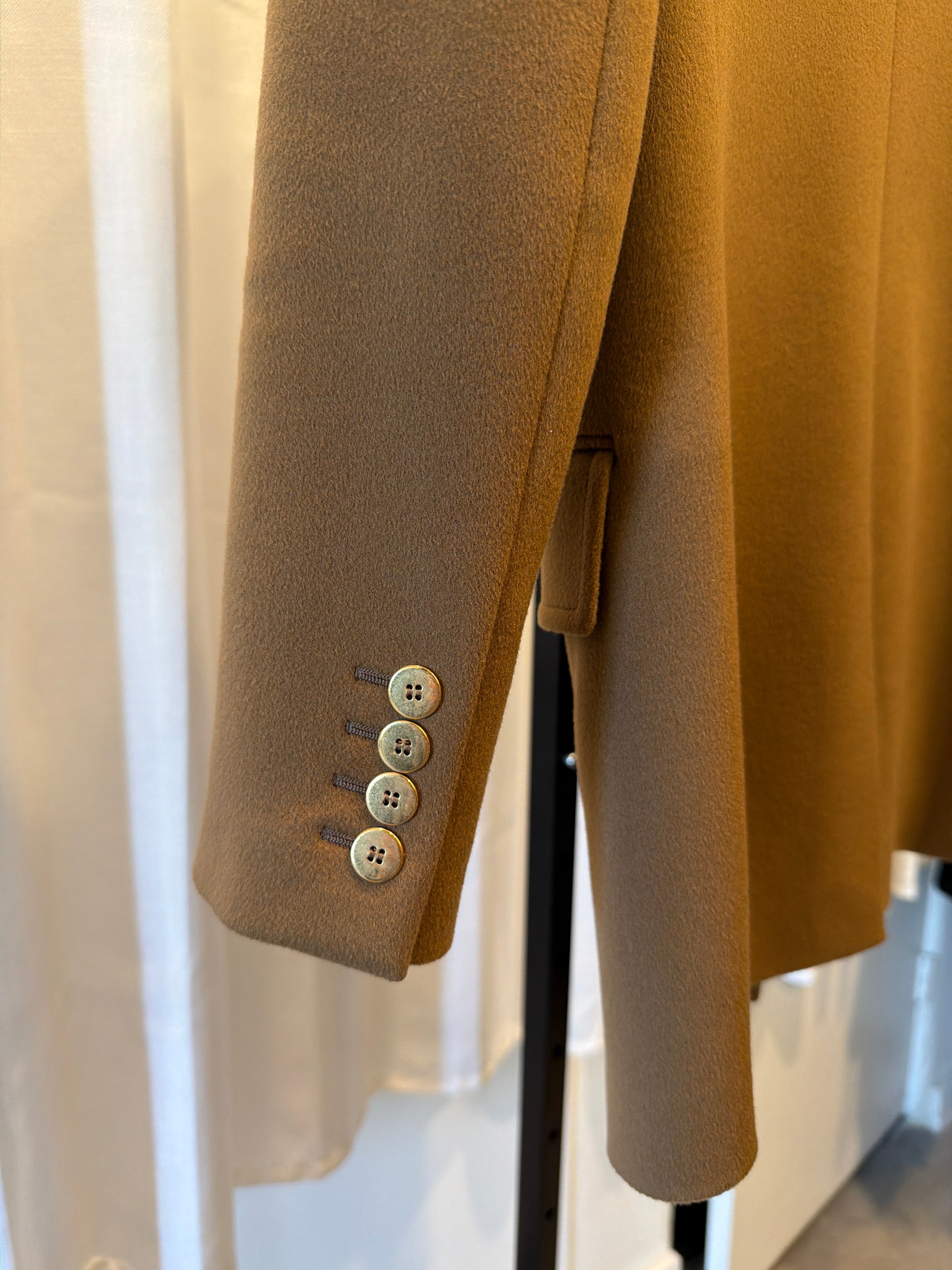Brown Wool Blazer with Gold Buttons