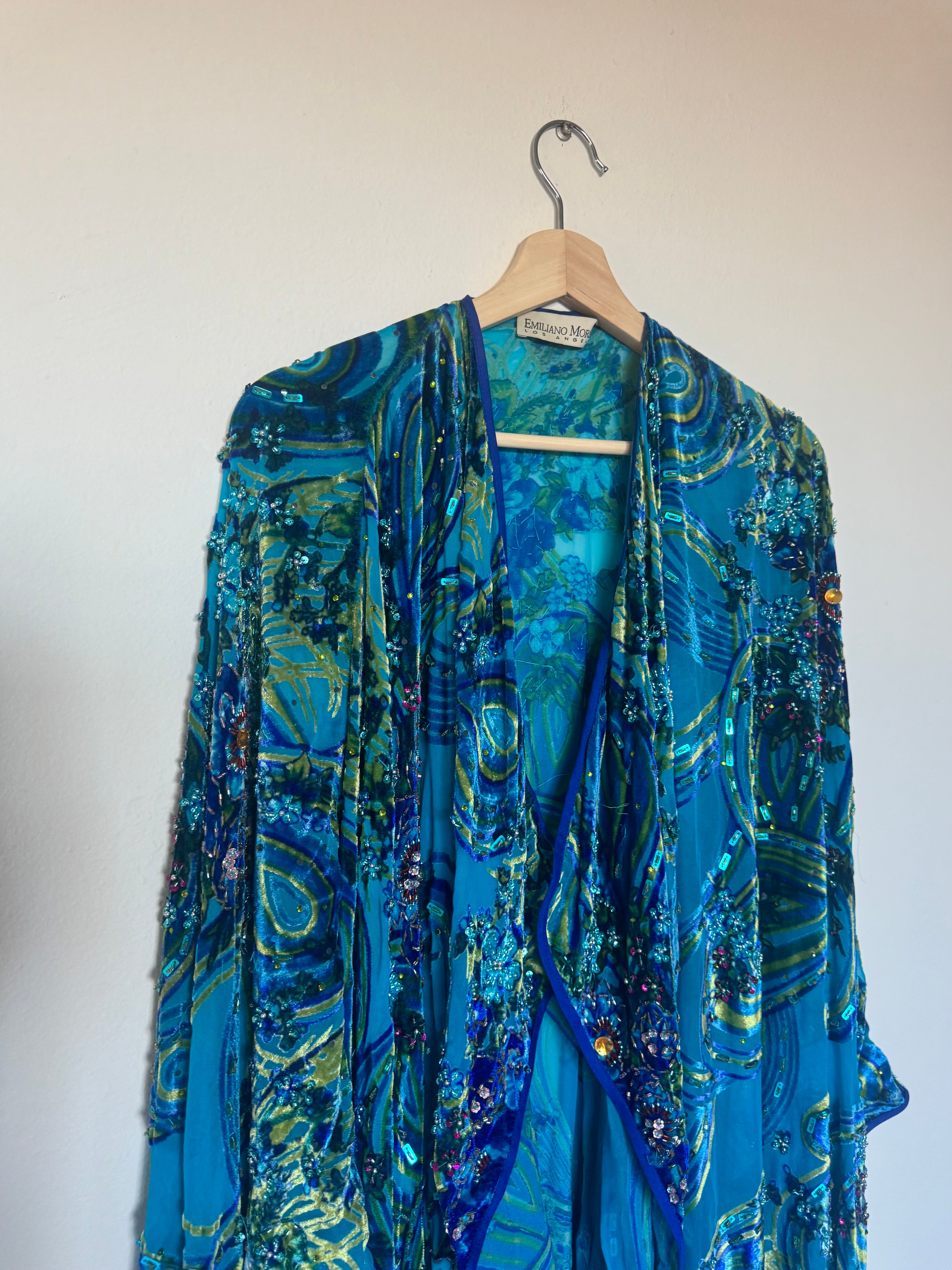 Blue Poncho with beading