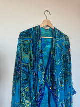 Blue Poncho with beading