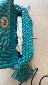 Leather Woven Tassel Bag
