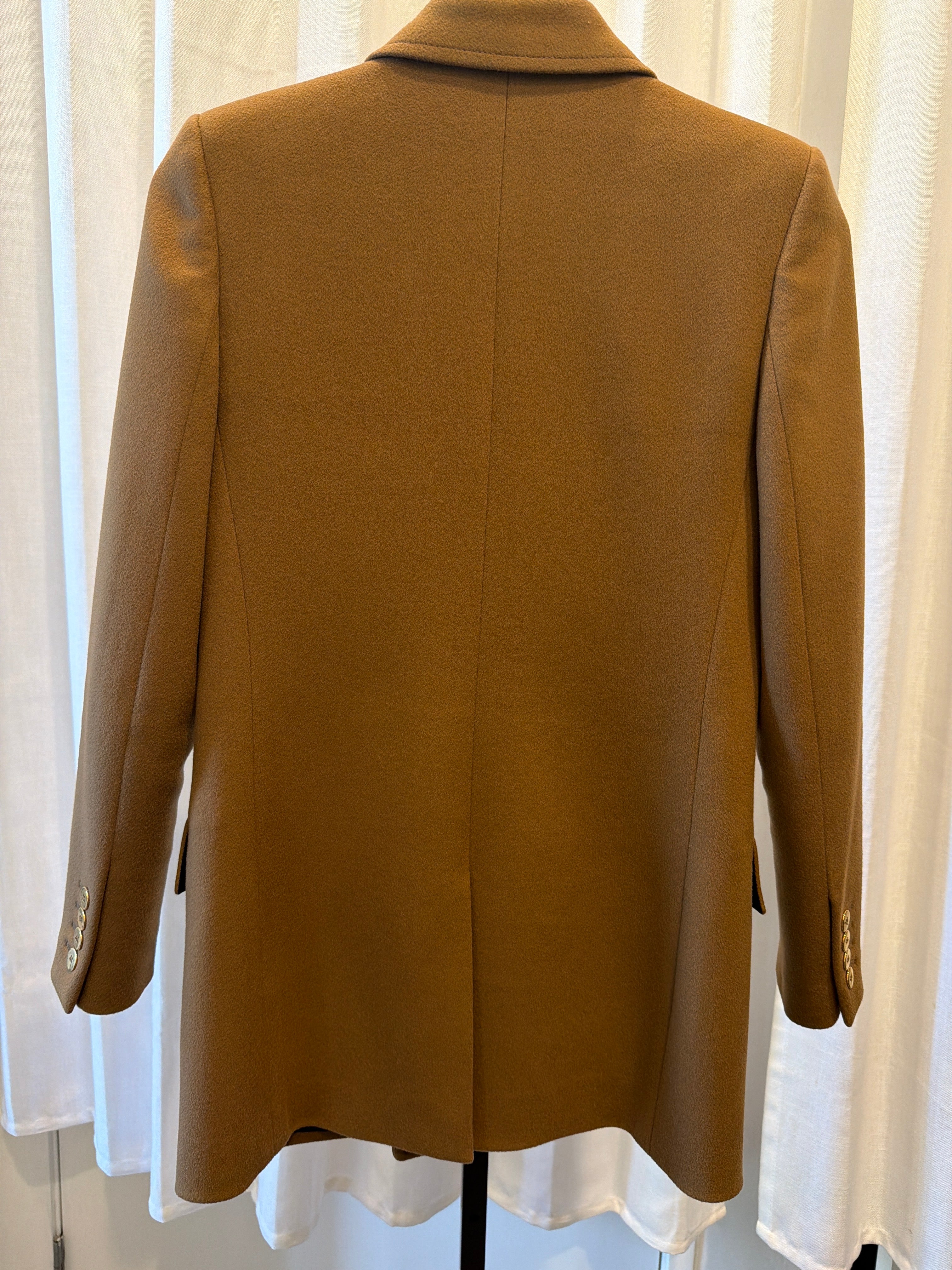 Brown Wool Blazer with Gold Buttons