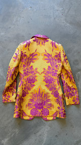 Floral Jacquard Pink & Yellow Suit Fall 2017
