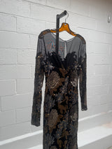 Black and metallic floral gown
