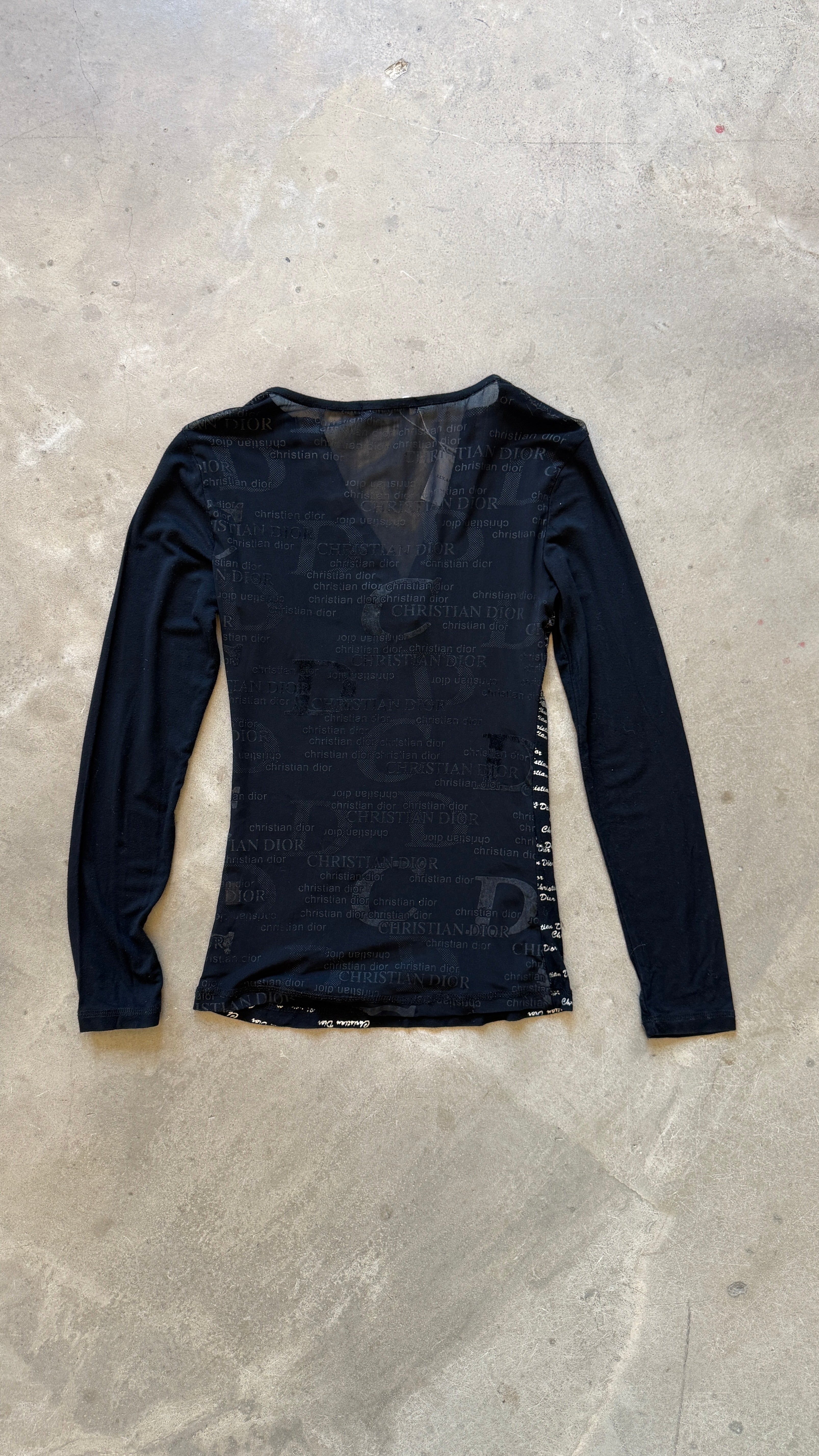 Sheer Vintage Diamanté Back Long Sleeve Top
