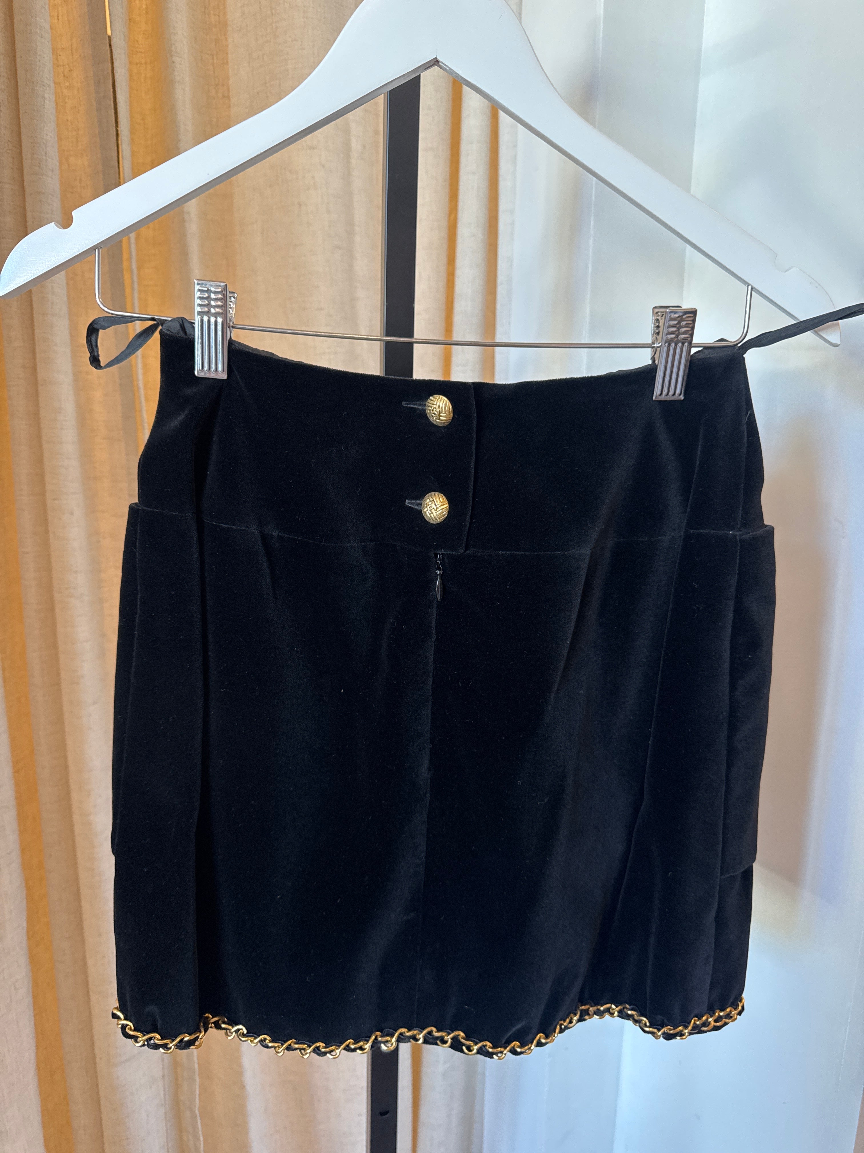 Vintage Velvet Skirt with chain detail