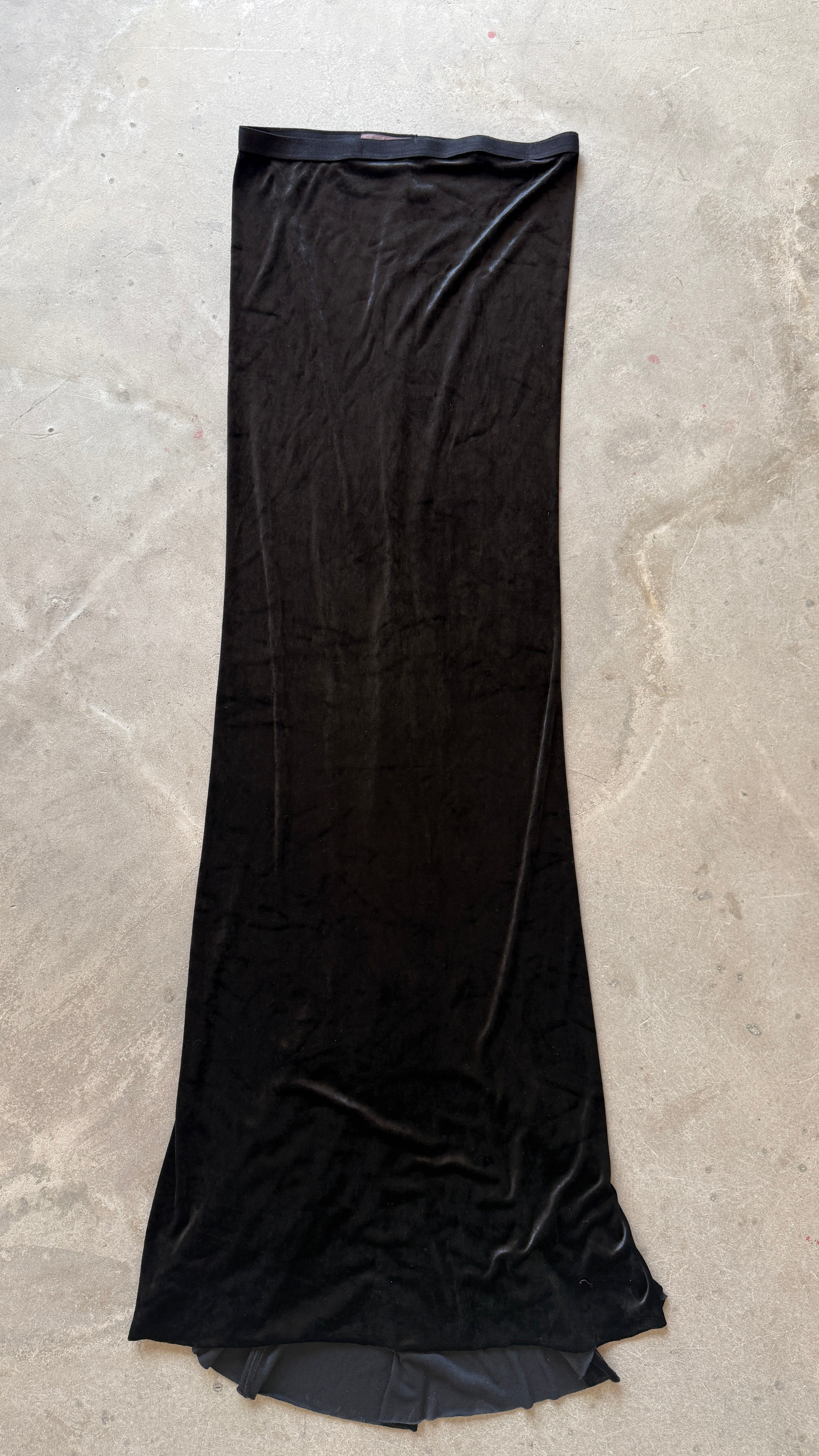 Black Velvet Pillar Maxi Skirt