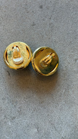 Vintage Round Green Clip-On Earrings
