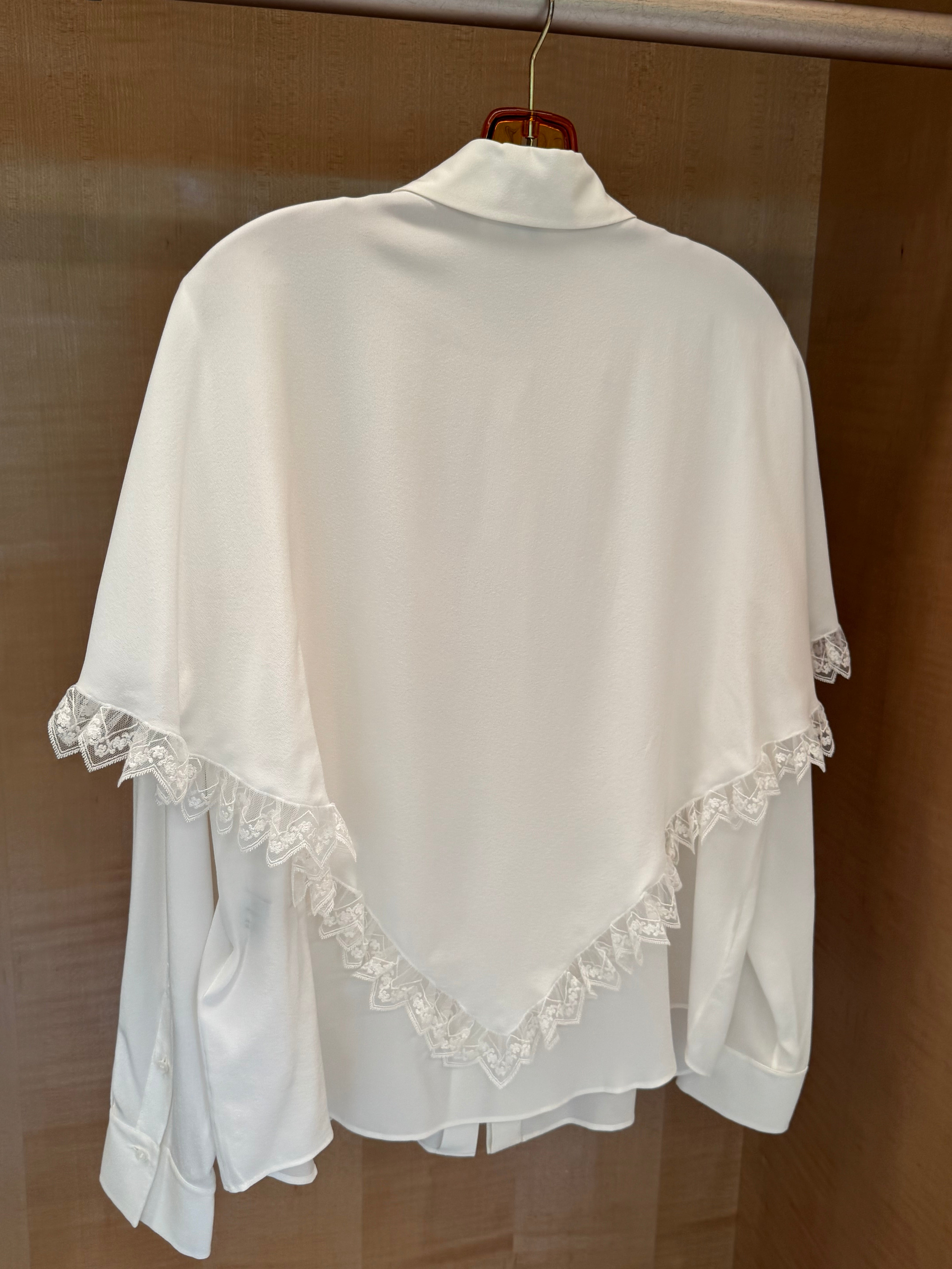 Knotted Heritage Cape Blouse in Silk