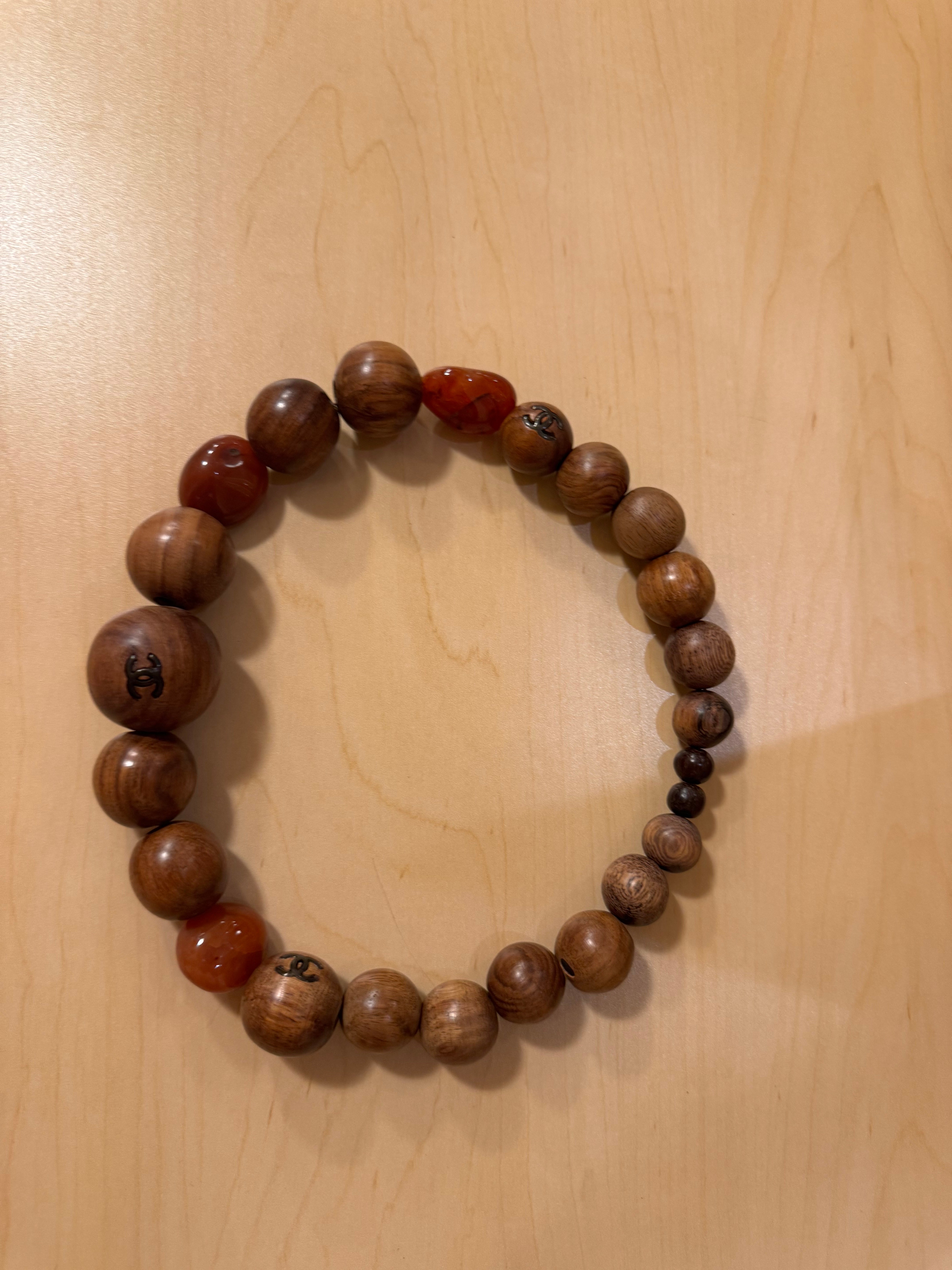 Wood and Agate Beaded Necklace 1998