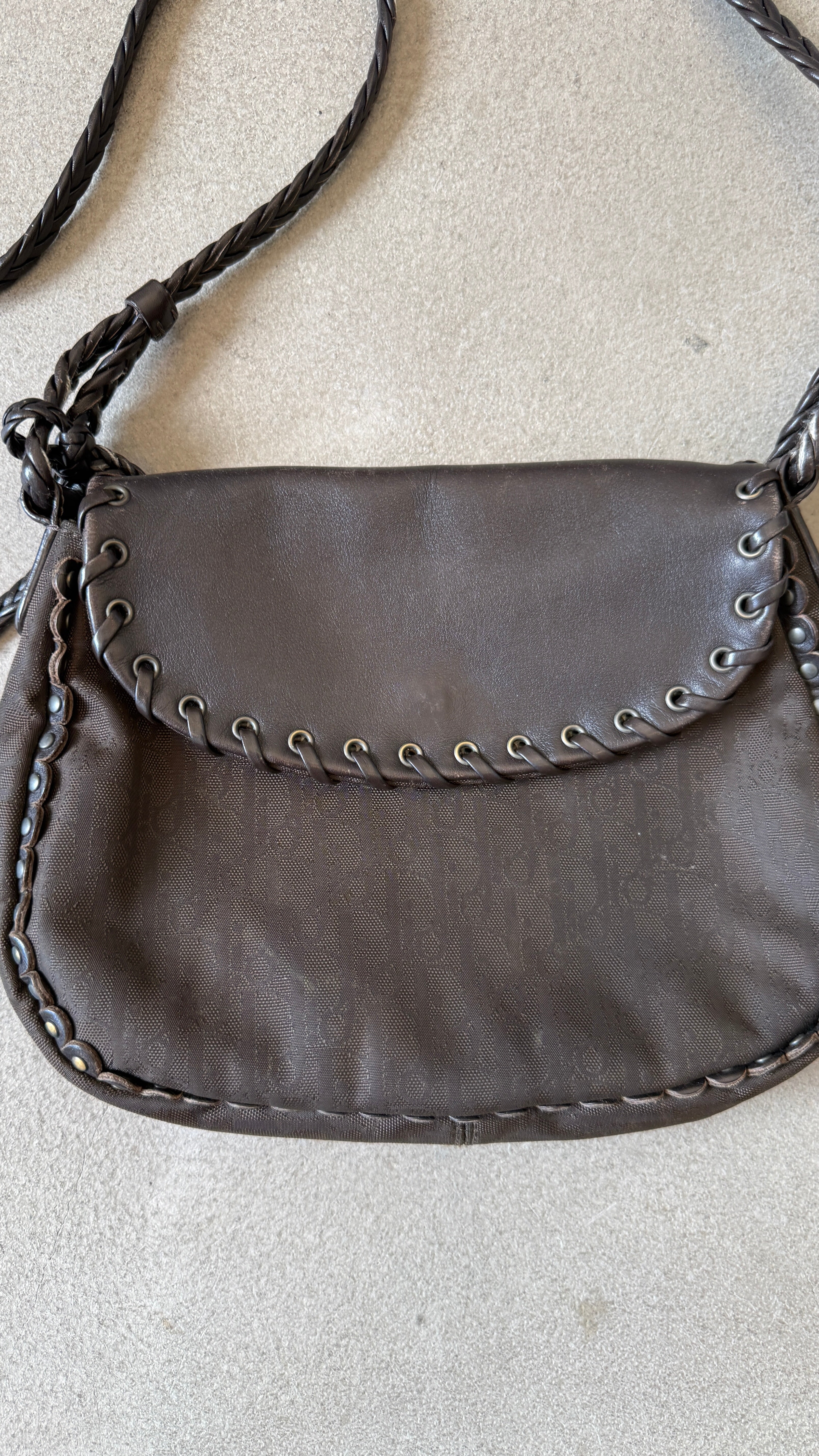 Brown Leather Bag with Dior Heart