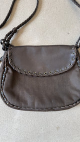 Brown Leather Bag with Dior Heart