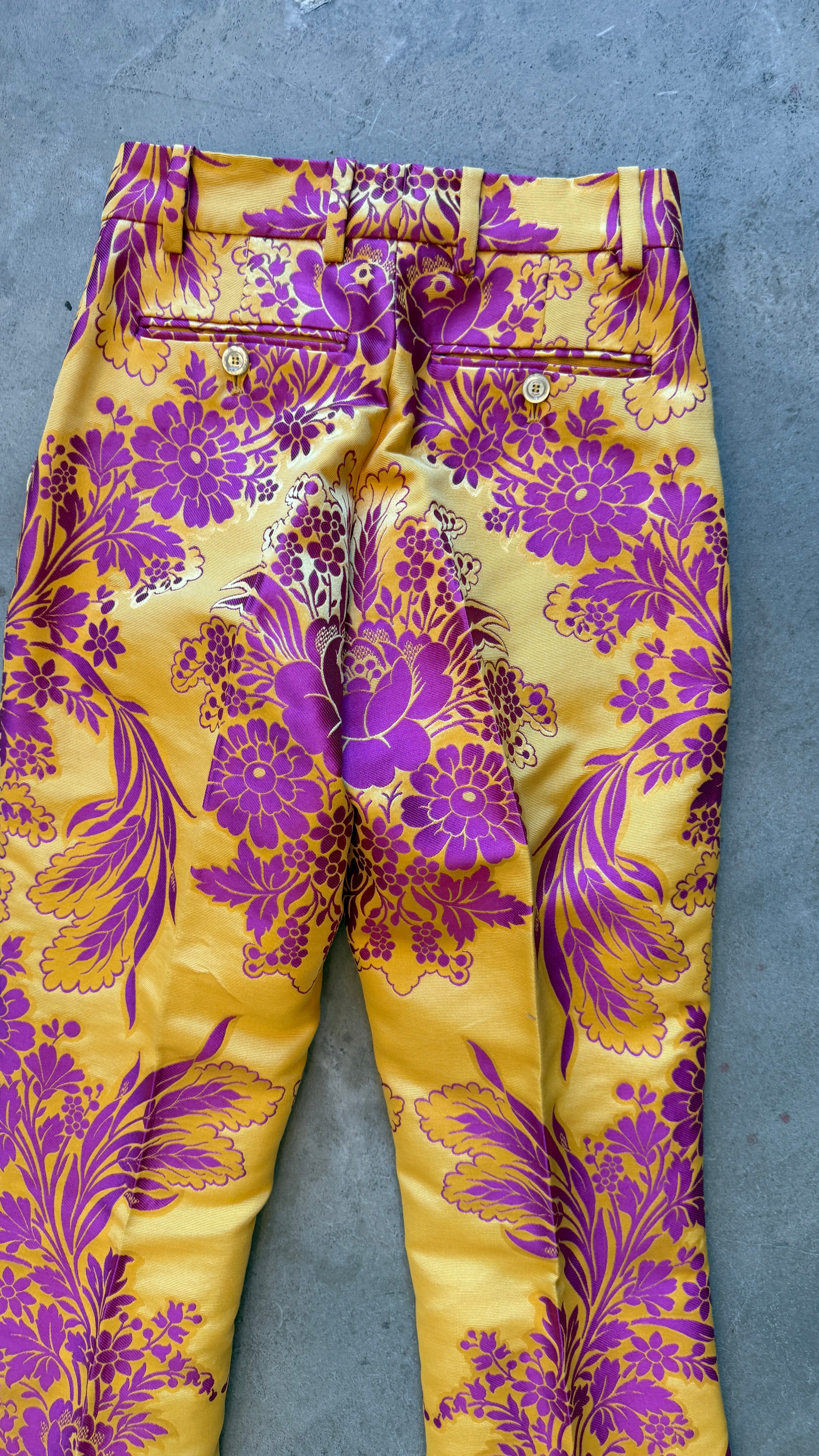 Floral Jacquard Pink & Yellow Suit Fall 2017