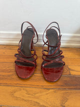 Crocodile Red Strappy Heels (37.5)
