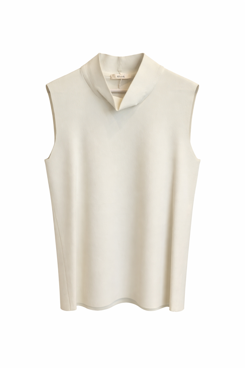 White Sleeveless top with Collar