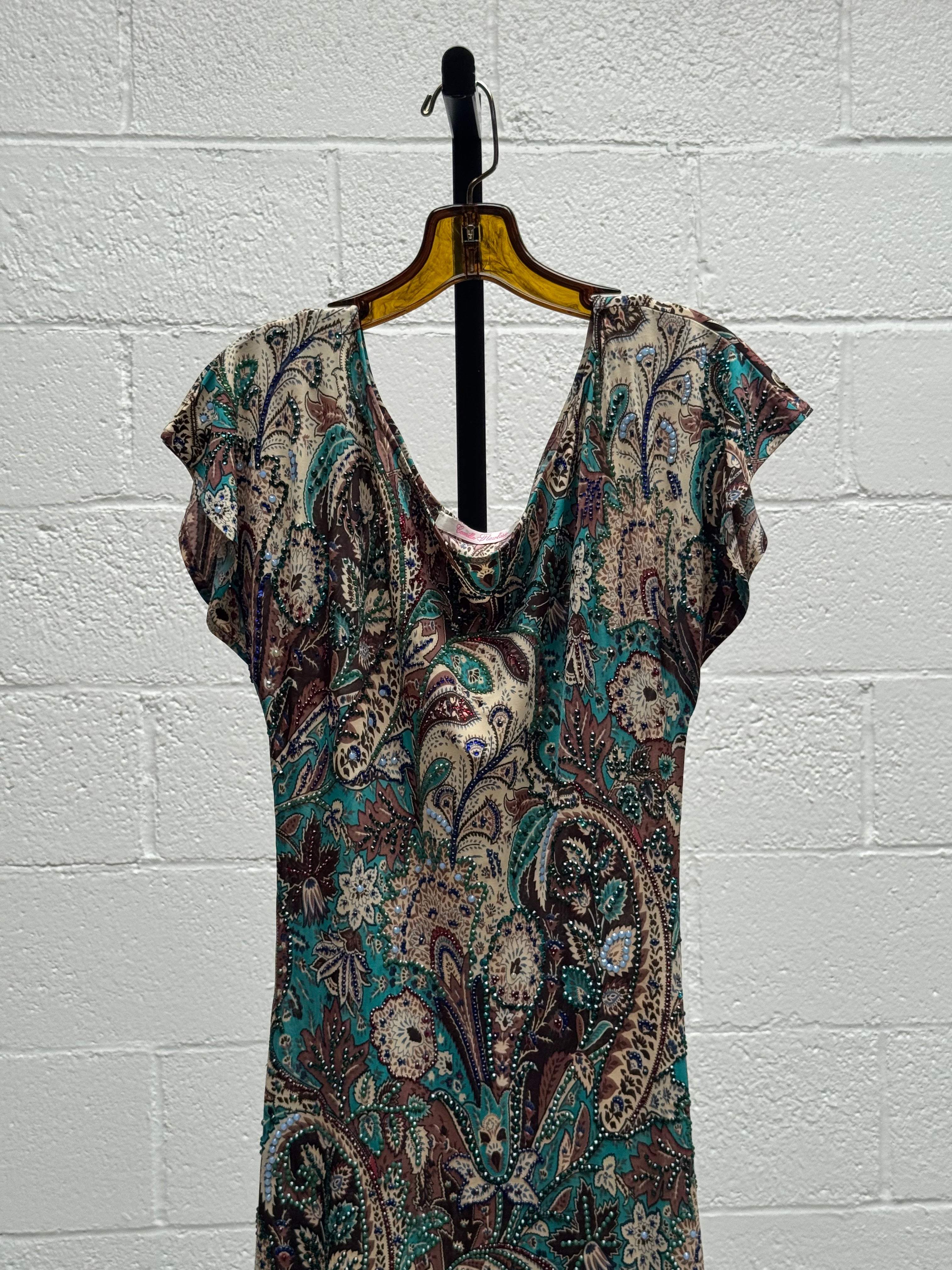 Paisley Print Dress with Diamanté