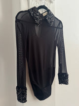Sheer BodySuit with sequins Collar