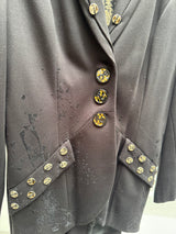 Black Long Blazer with Gold Buttons