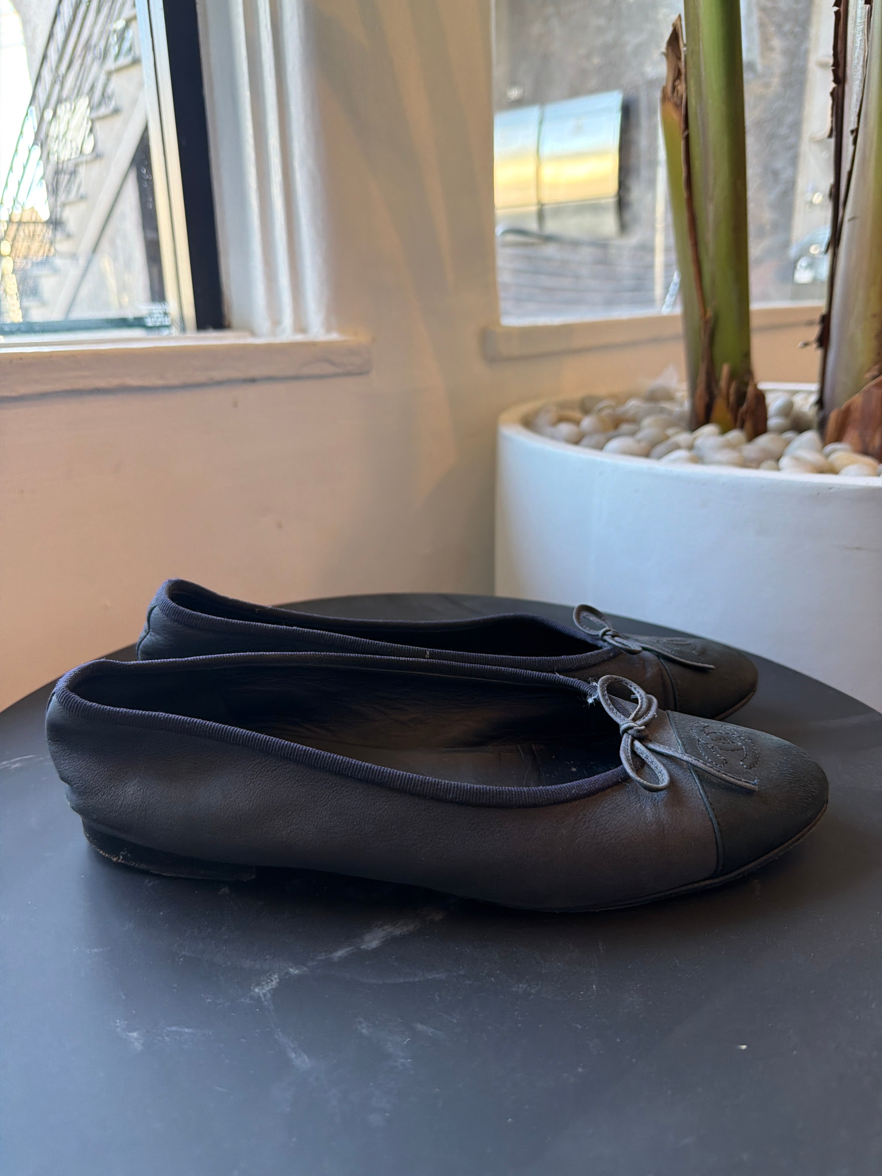 Navy and Black Ballerina Flats