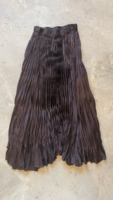 Brown Pleated Maxi Skirt