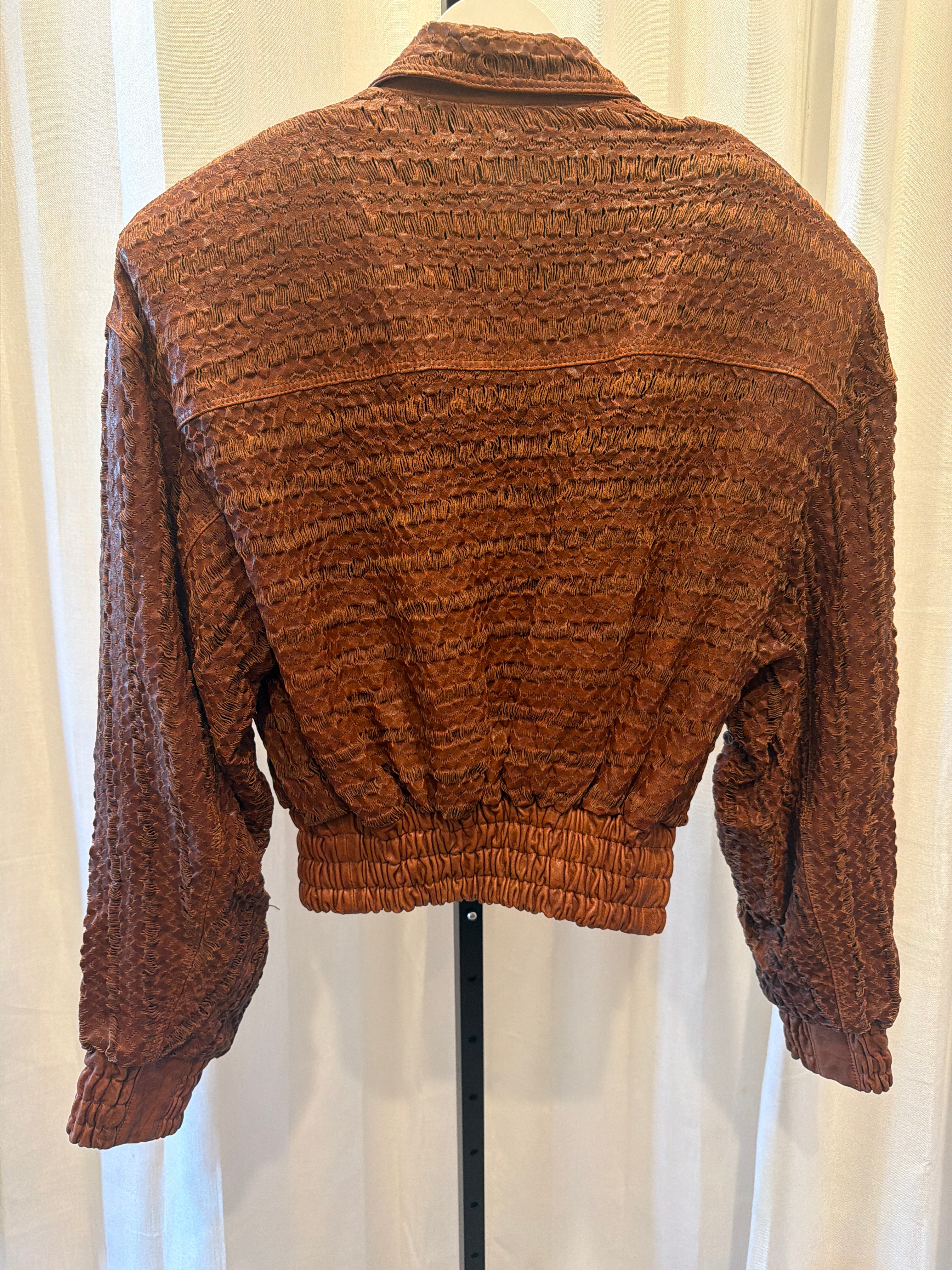 Perforated Leather Bomber Jacket