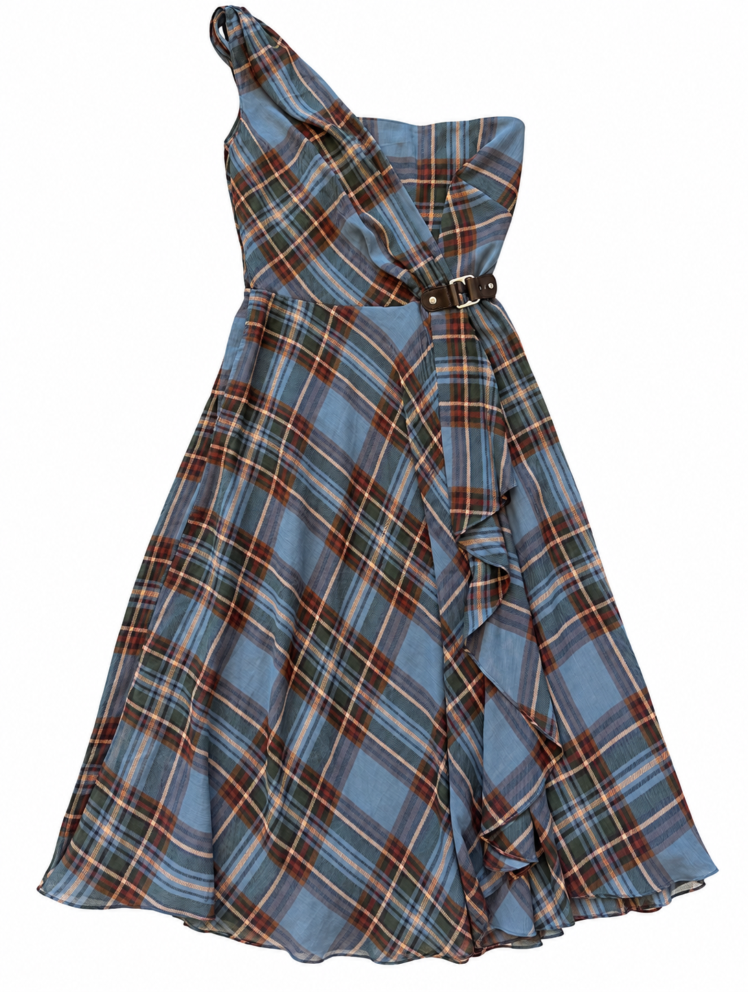 One Strap Plaid Dress