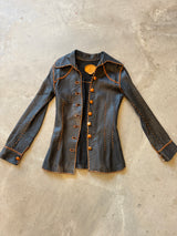 Leather Vintage Shirt Jacket with whipstitching