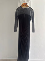 Black Mesh and body Con evening Dress