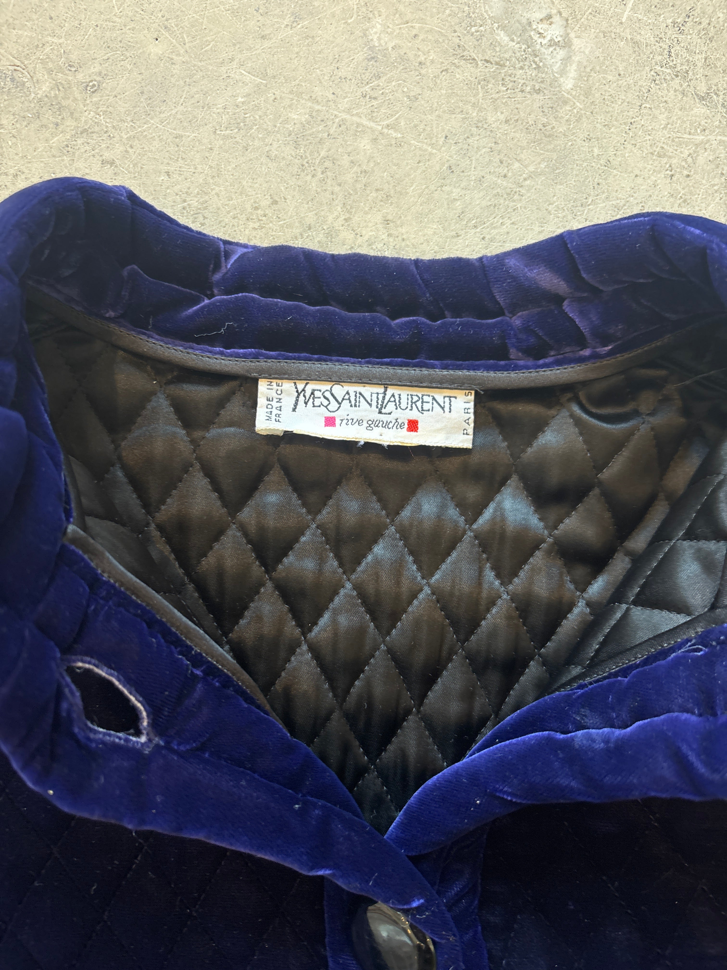 Vintage Quilted Blue Velvet Jacket