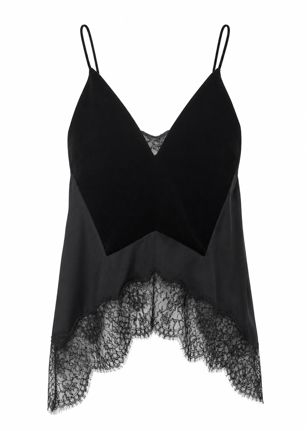 Velvet and Lace V-Neck Cami