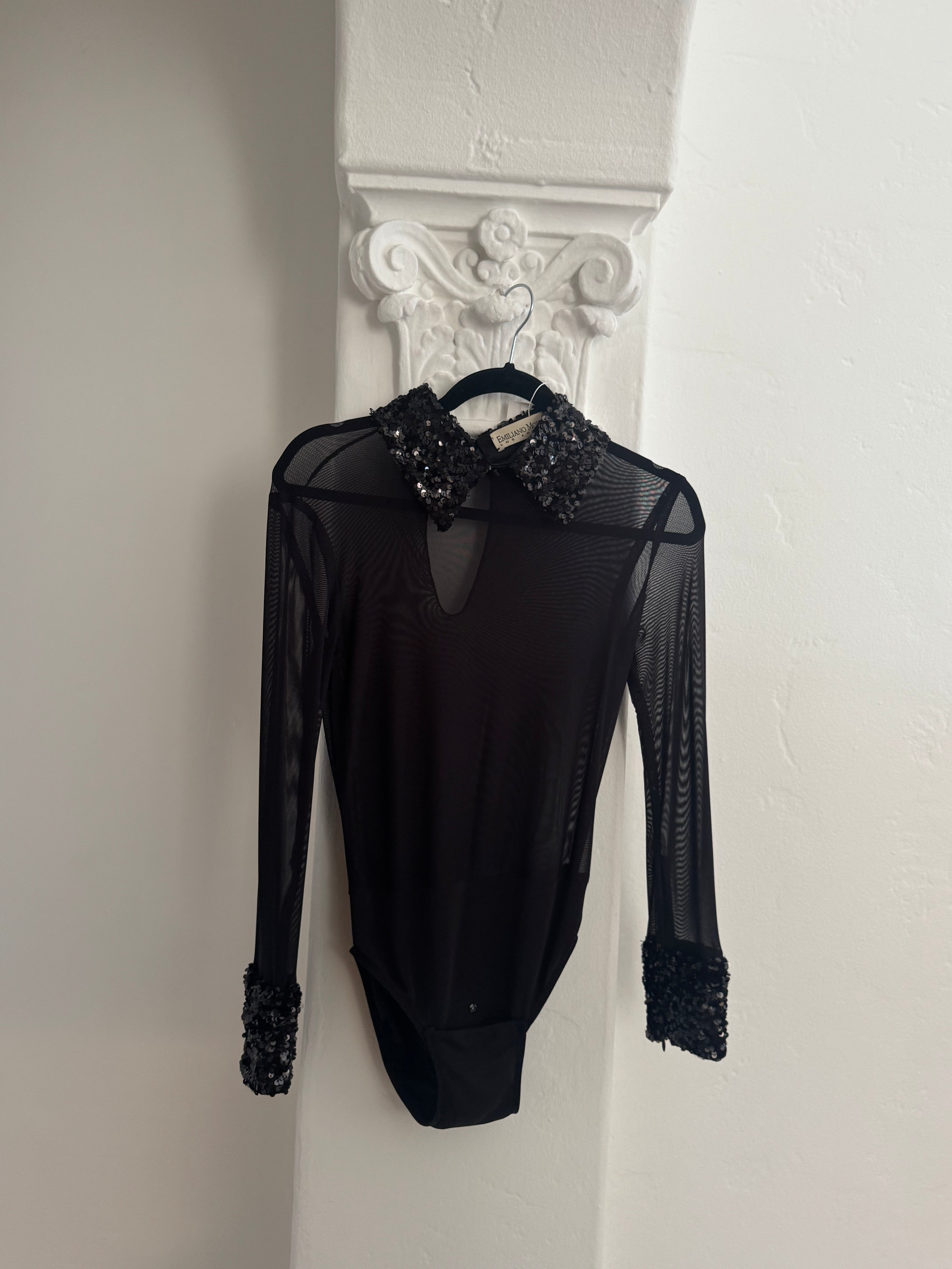 Sheer BodySuit with sequins Collar