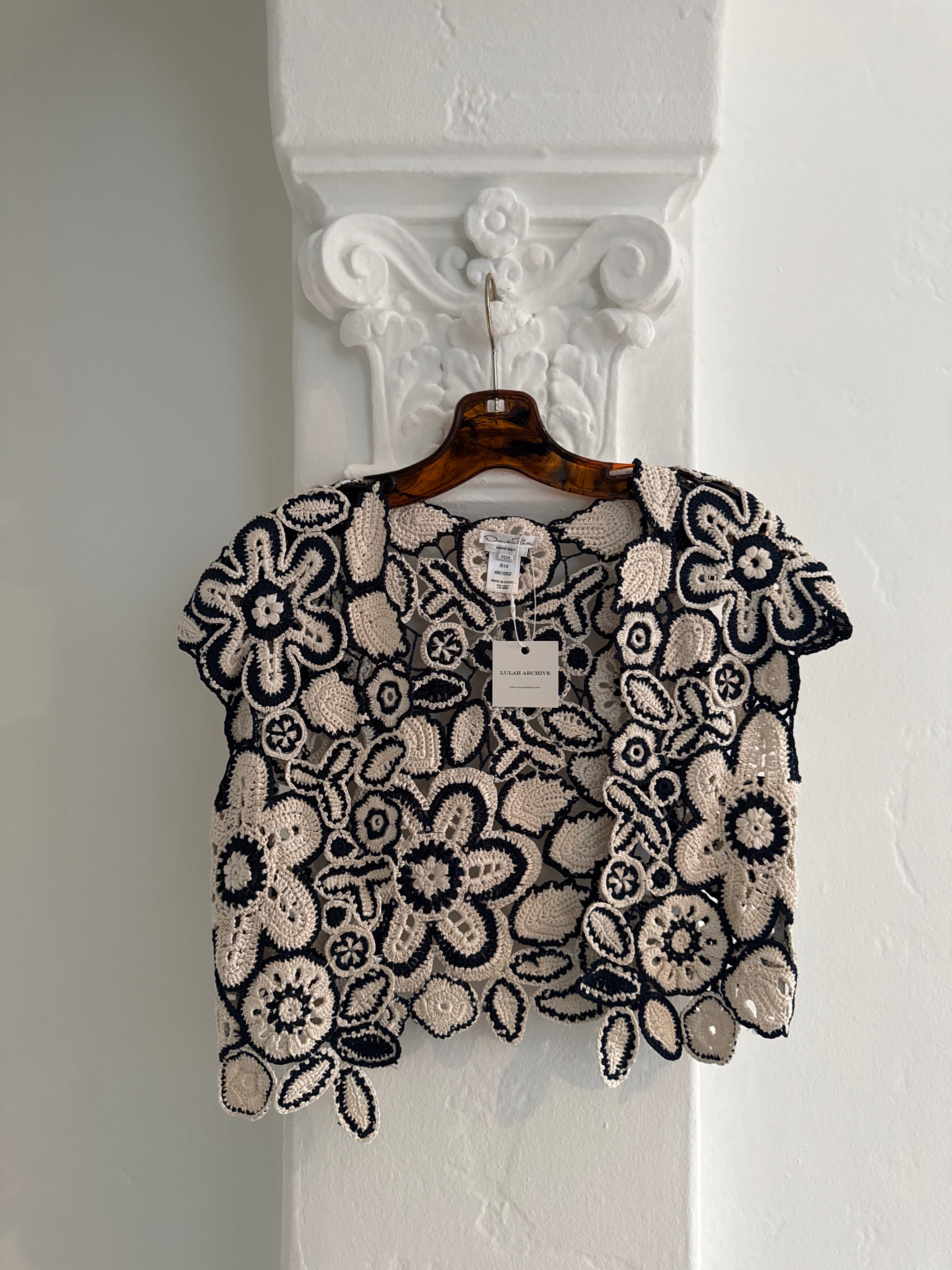hand knit sleeveless cardigan