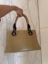 Beige Alligator Cruiser Handle Bag