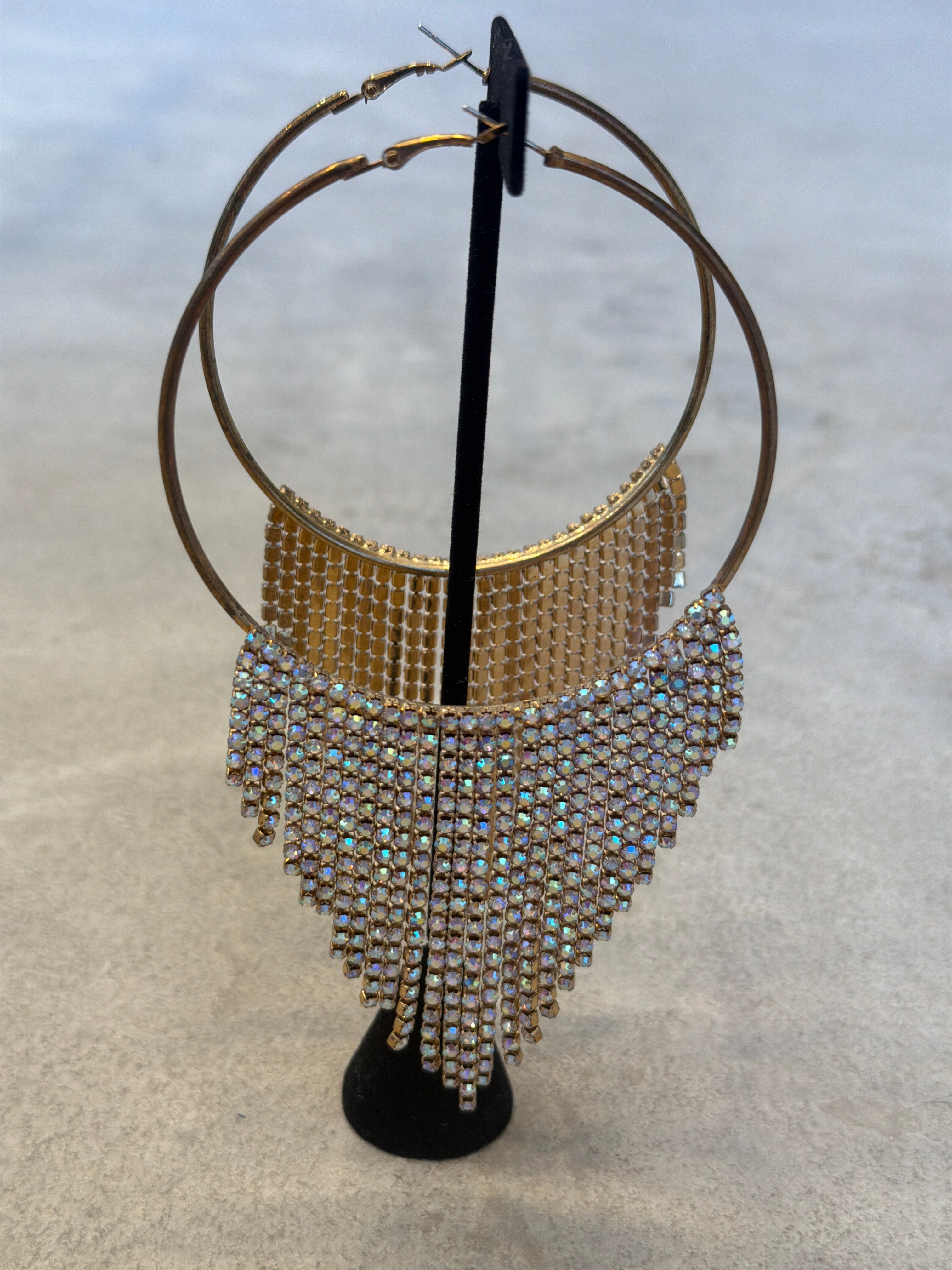 Waterfall Diamanté Hoop Earrings