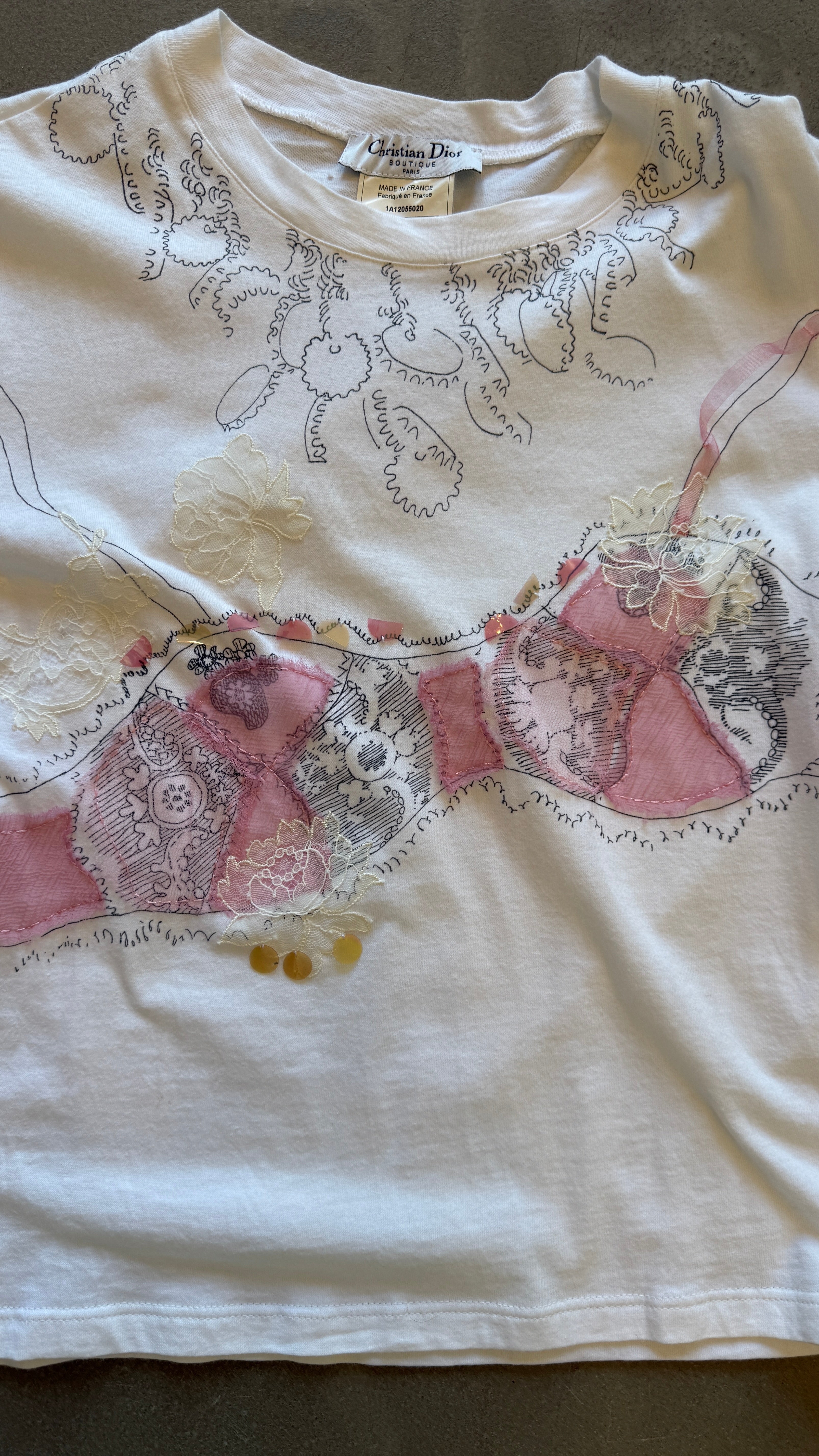 White Lingerie Print T-Shirt