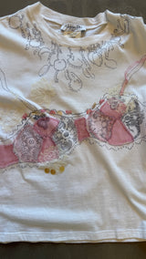 White Lingerie Print T-Shirt