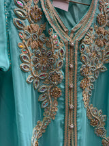 Djellaba in aqua blue