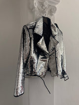 Silver Sequins Moto Jacket