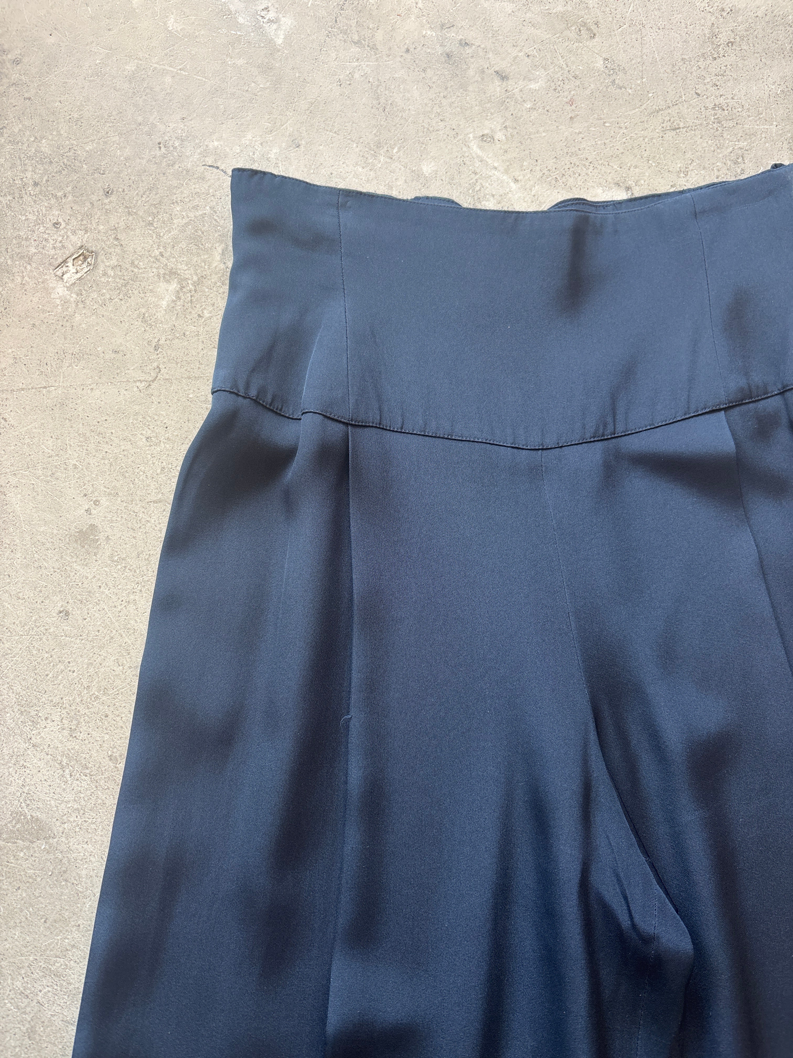 Navy Blue Silk Trousers