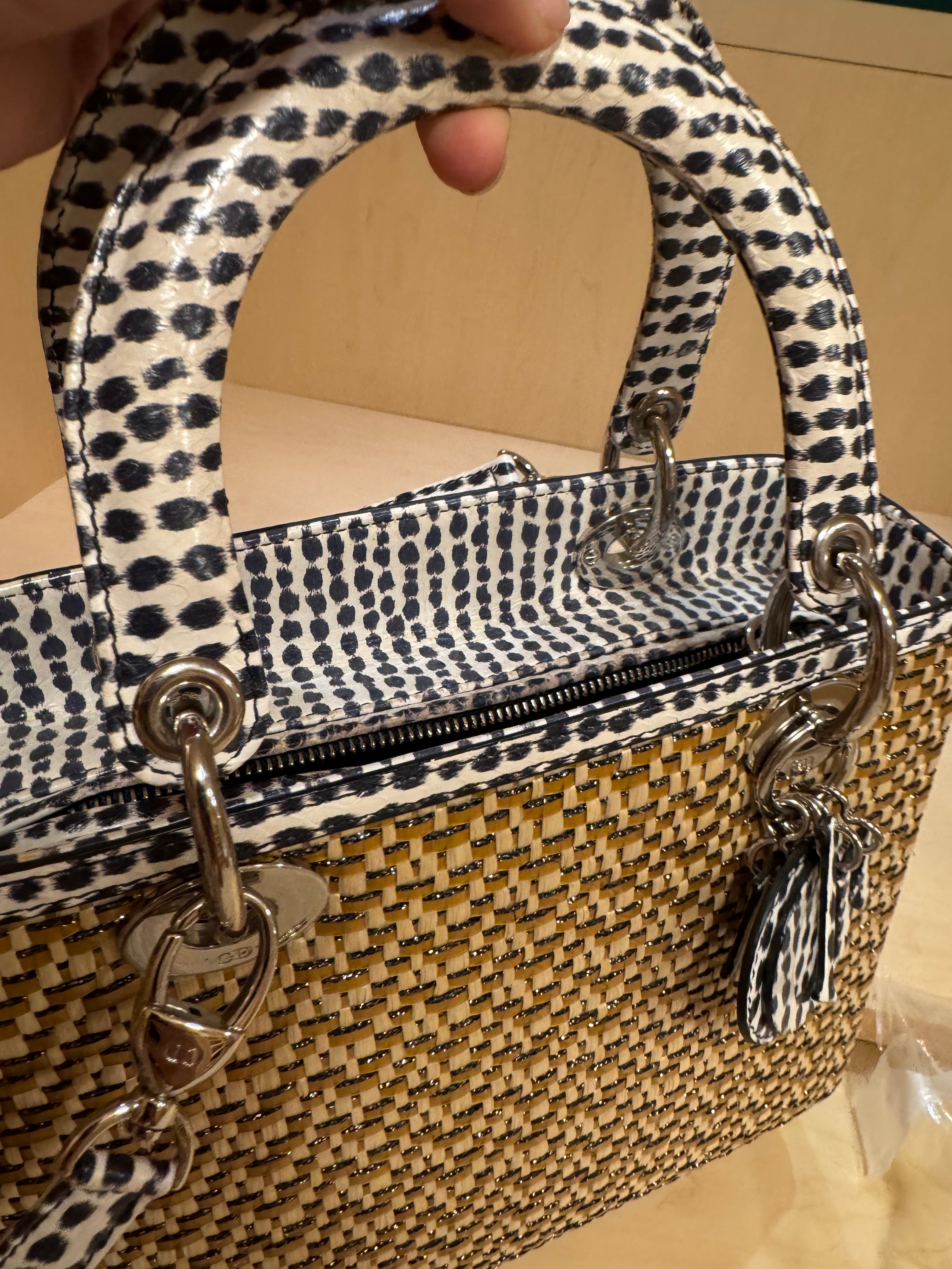 Lady Dior in Woven Bamboo and Water Snake