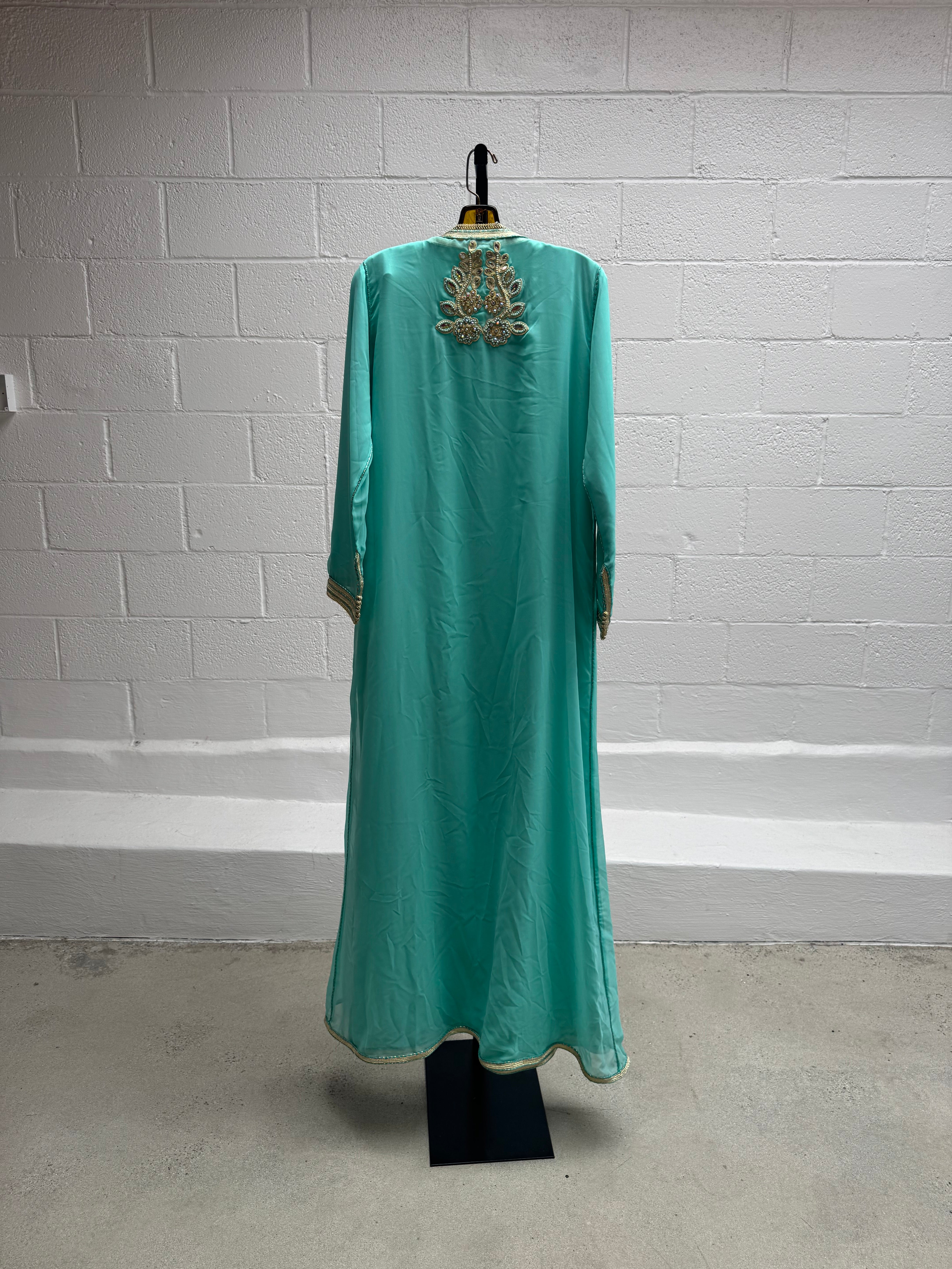 Djellaba in aqua blue