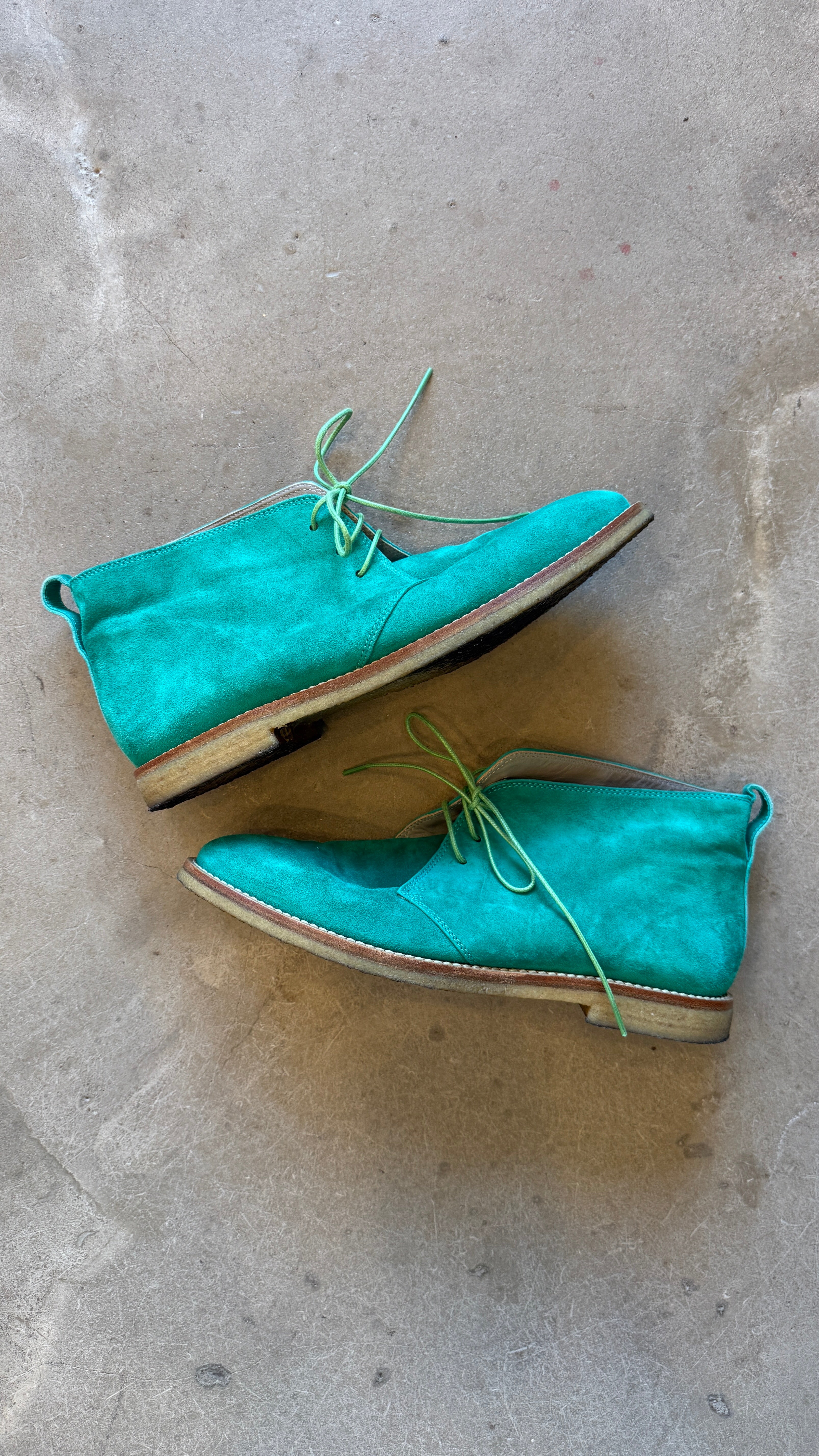 Green Suede Lace-Up Boots