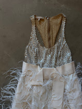 Runway Ostrich Feather and Sequin Dress