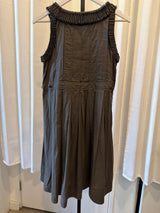 Beaded Pleated Dark Grey Dress